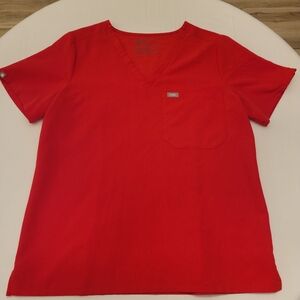 FIGS Catarina V-Neck Scrub Top|Women's Large|Red
